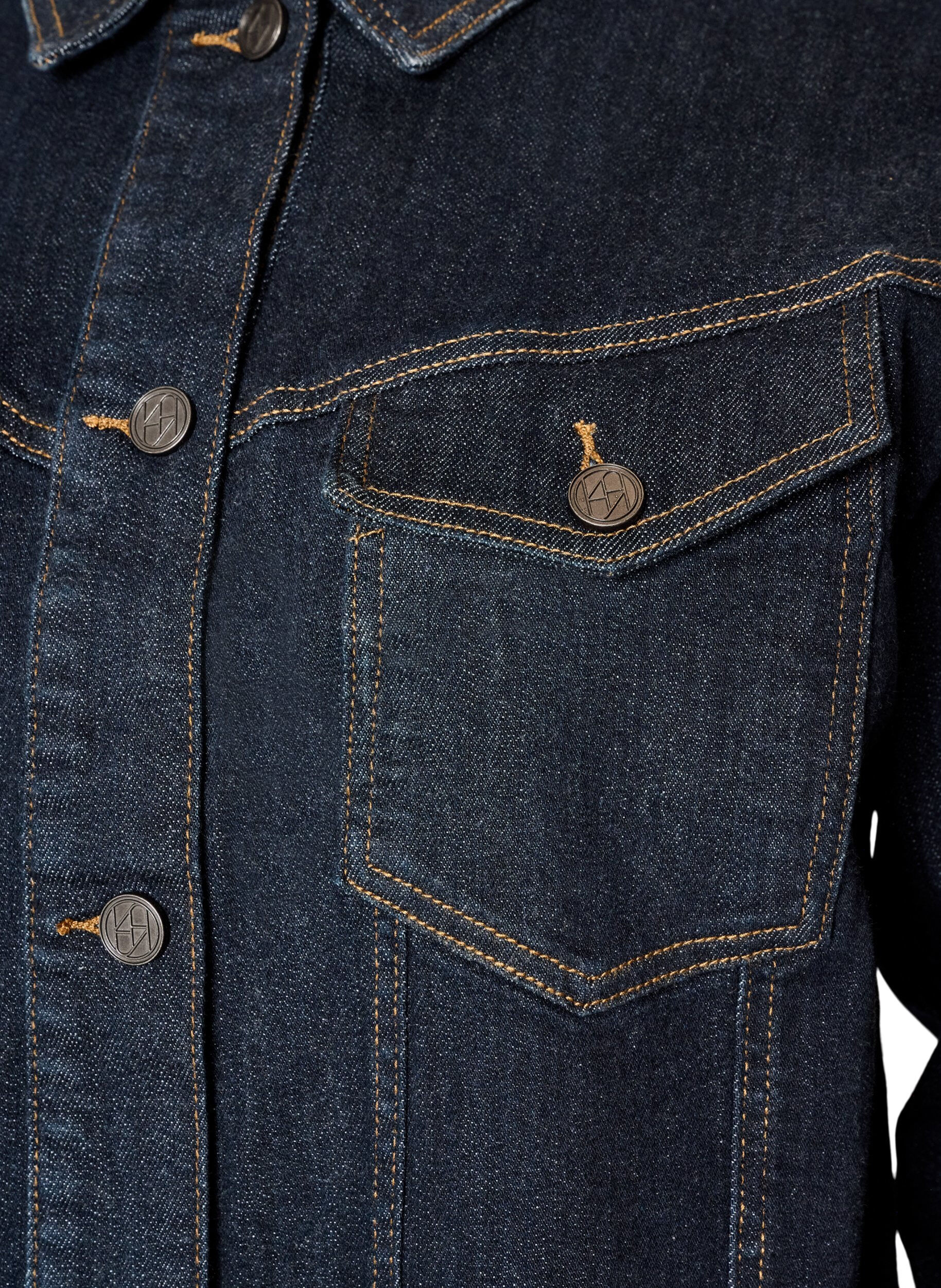 ZizziKlassisk denimjakke med kontrastsyninger, Bl&aring;, Packshot image number 2