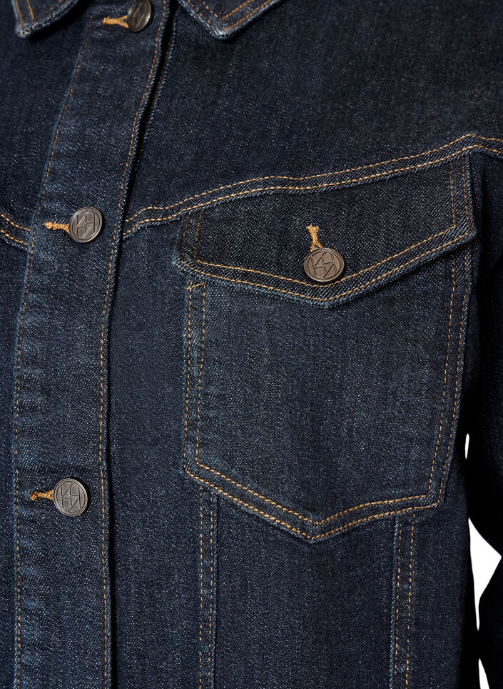 Klassisk denimjakke med kontrastsyninger, Bl&aring;, Packshot