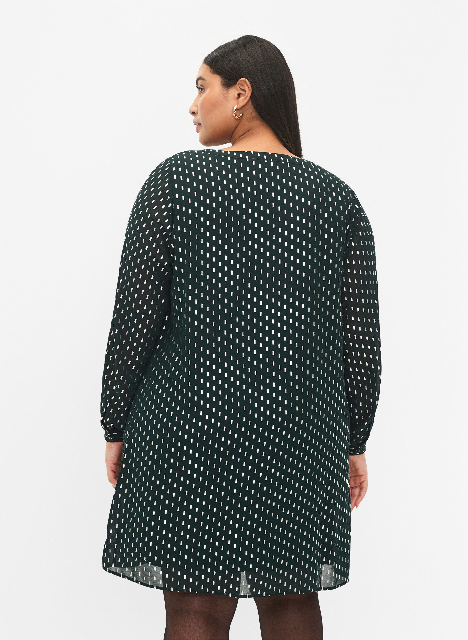 Zizzi Lang&aelig;rmet kjole med folie print, Scarab w. Silver, Model image number 1