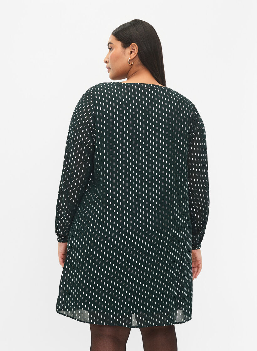 Langærmet kjole med folie print, Scarab w. Silver, Model image number 1