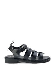 Wide fit læder sandal, Black, Packshot