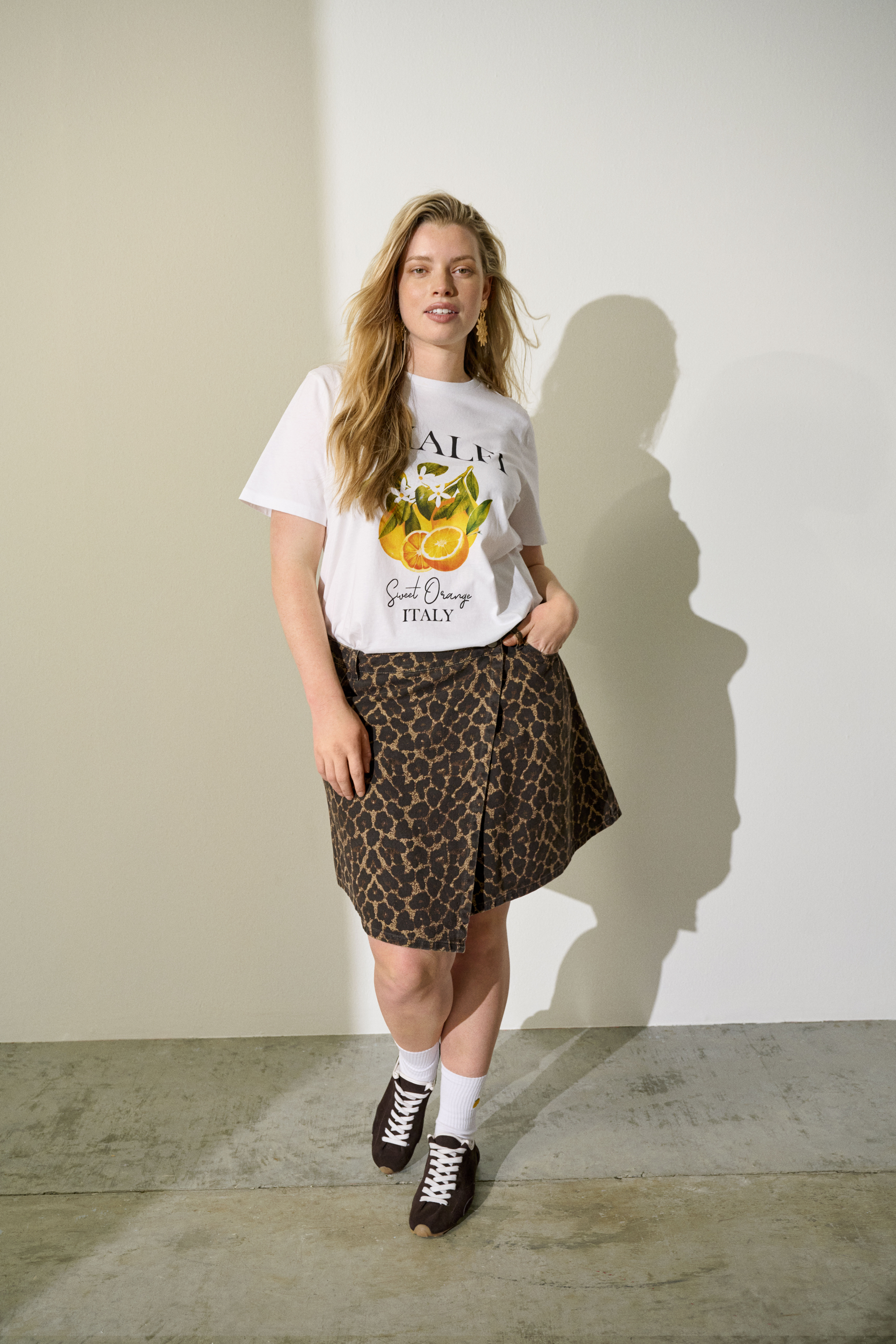 Zizzi Leo denim nederdel, , Model