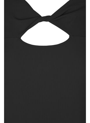 Bluse med udskåret parti og lange ærmer, Black, Packshot image number 2
