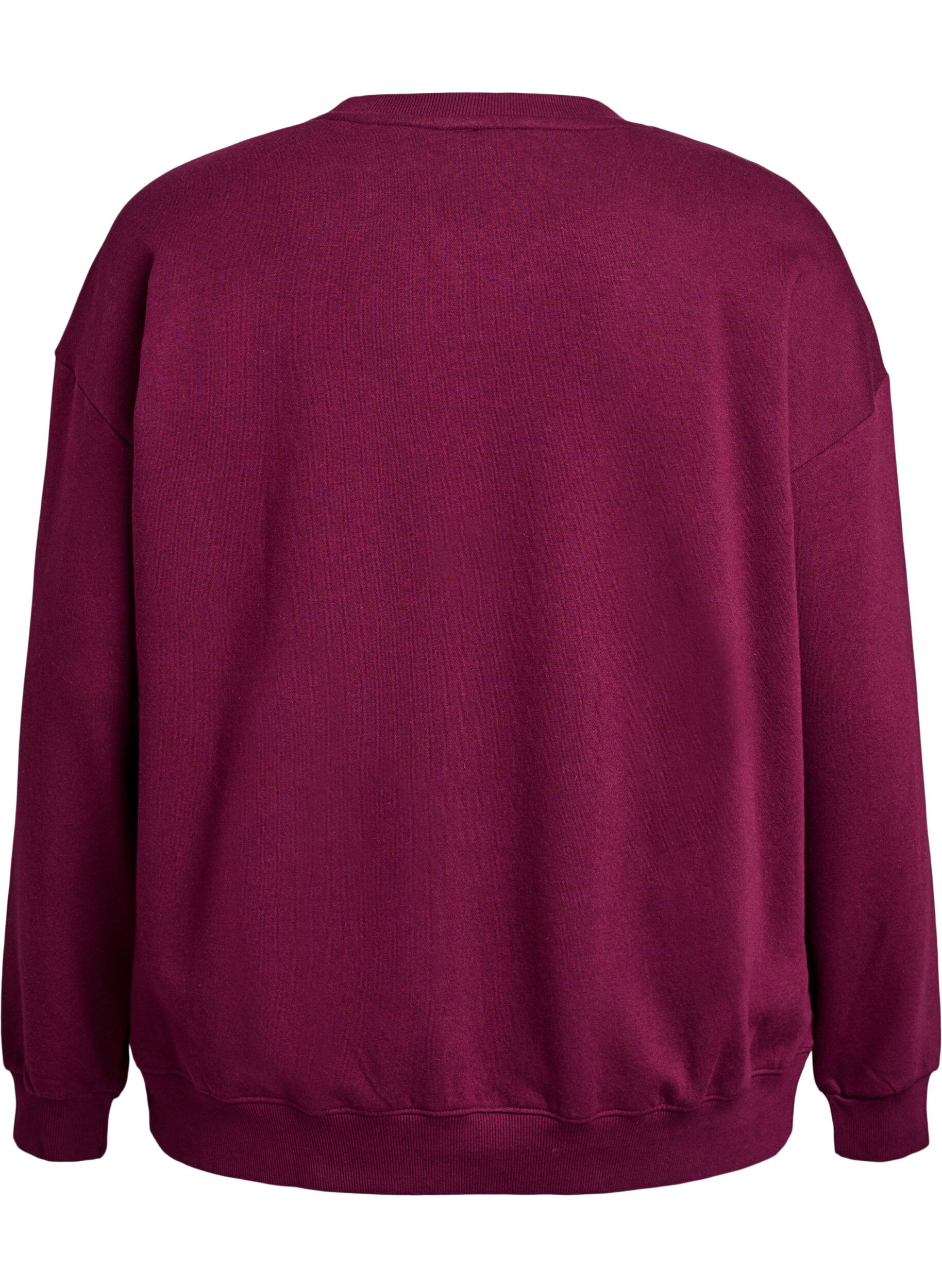 Zizzi Sweatshirt med motiv, M&oslash;rk Bordeaux, Packshot image number 1
