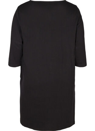 Bomulds kjole med 3/4 ærmer og lommer, Black, Packshot image number 1