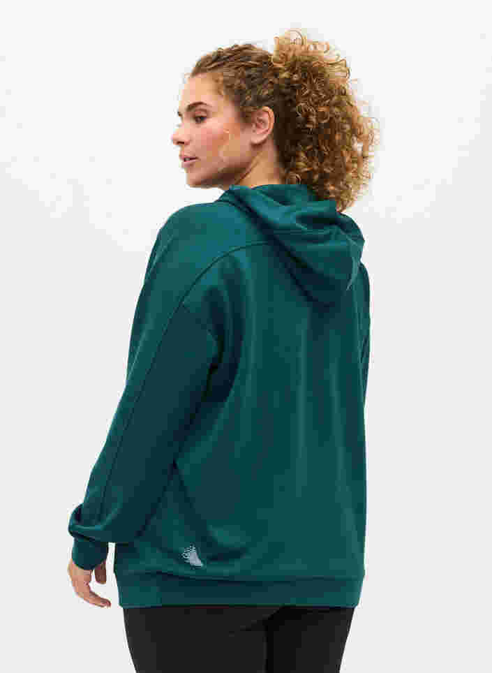 Løstsiddende sweatshirt med hætte, Deep Teal, Model