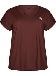 L&oslash;s tr&aelig;nings t-shirt med v-hals, Brun