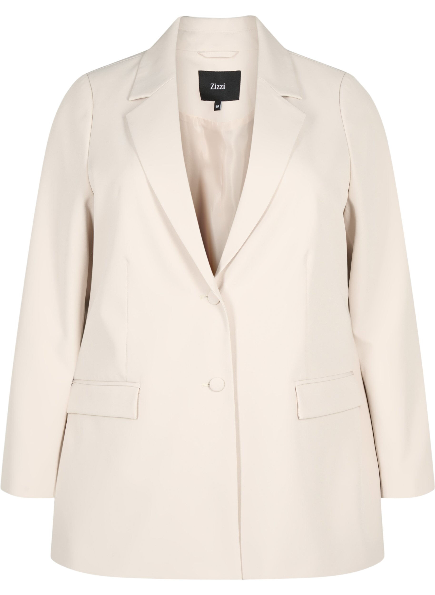 Zizzi Klassisk blazer med knaplukning, Pumice Stone, Packshot image number 0