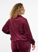 Cardigan i bl&oslash;d velour med lynl&aring;s og h&oslash;j krave, M&oslash;rk Bordeaux, Model image number 2