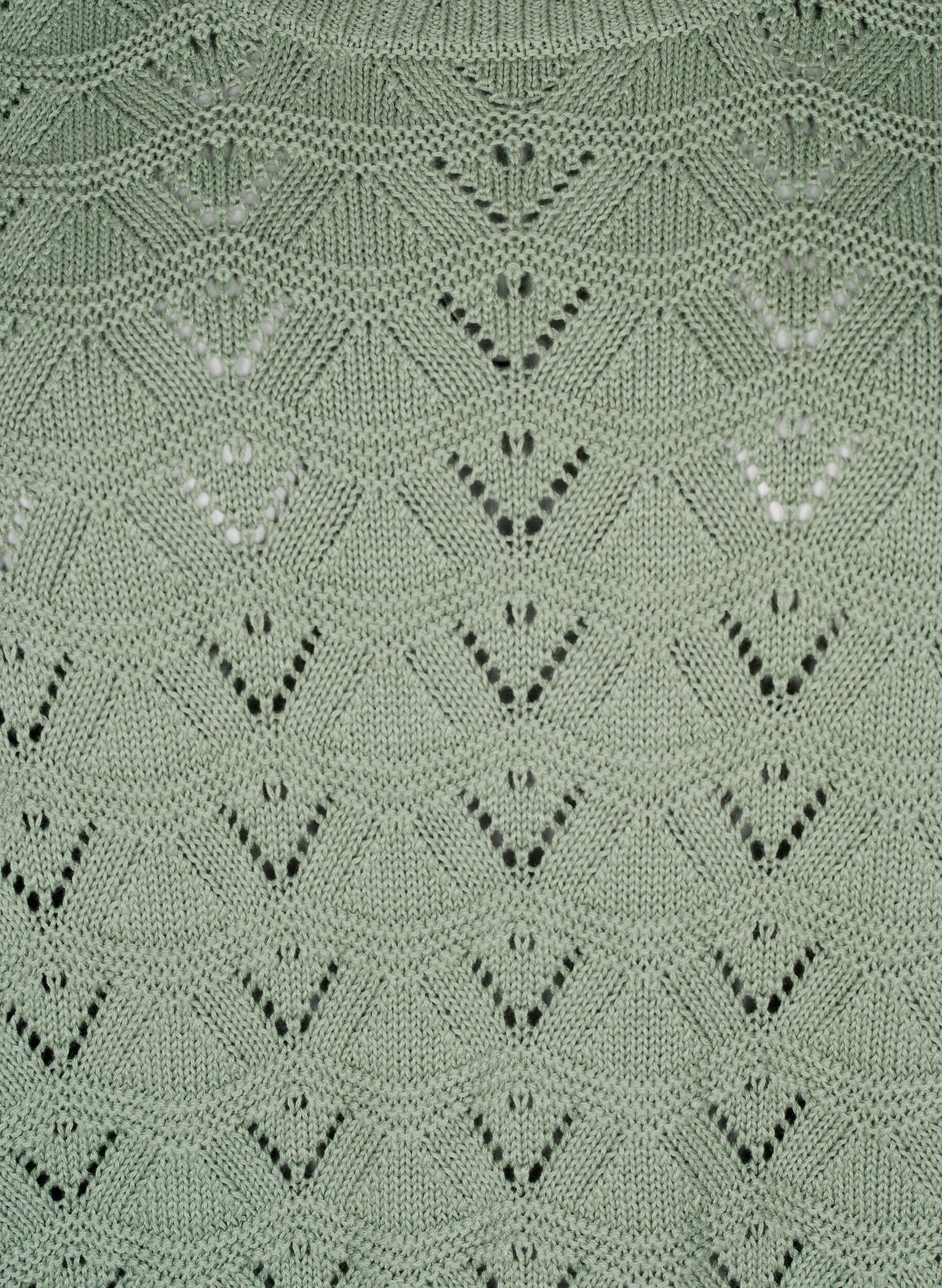 Zizzi Lang&aelig;rmet strikbluse med hulm&oslash;nster, Green Bay, Packshot image number 2