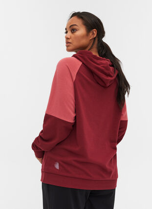Sweatshirt med hætte og lomme, Pomegranate, Model image number 1