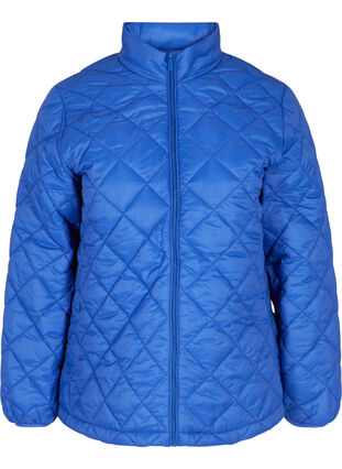 Quiltet letvægts jakke med lynlås og lommer , Dazzling Blue, Packshot image number 0