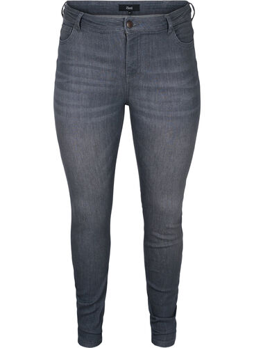 Amy jeans med høj talje og push up, Grey Denim, Packshot image number 0