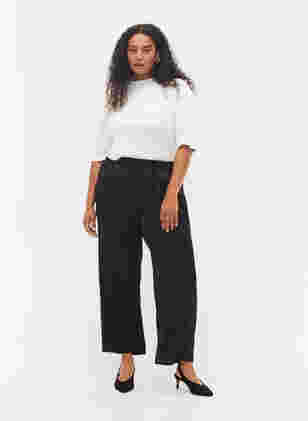 Løse bukser med lommer og elastikkant, Black, Model