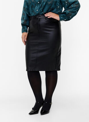 Coated nederdel med slids , Black, Model image number 2