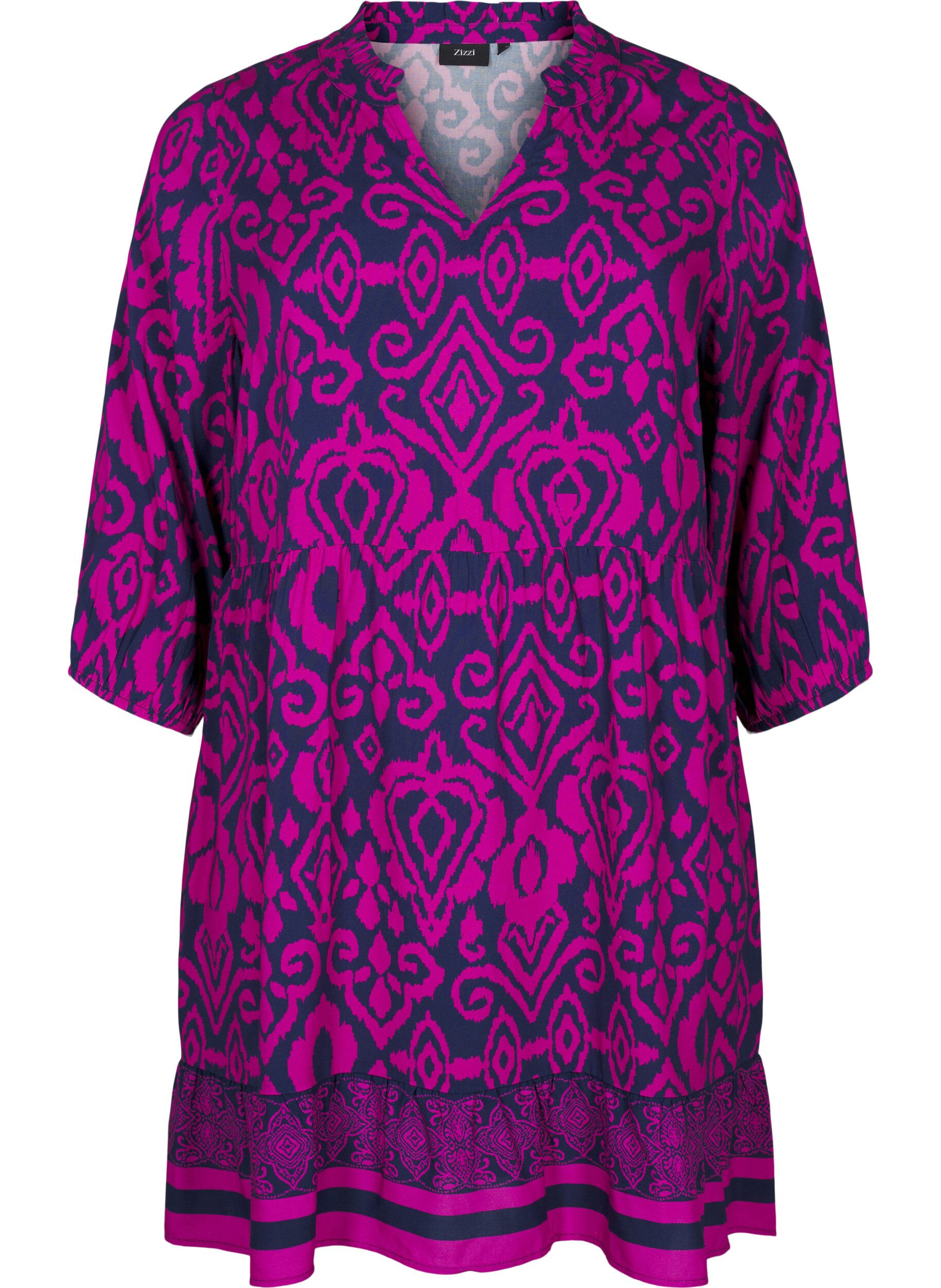 Zizzi Kort kjole med print og a-shape, Night Sky AOP, Packshot image number 0