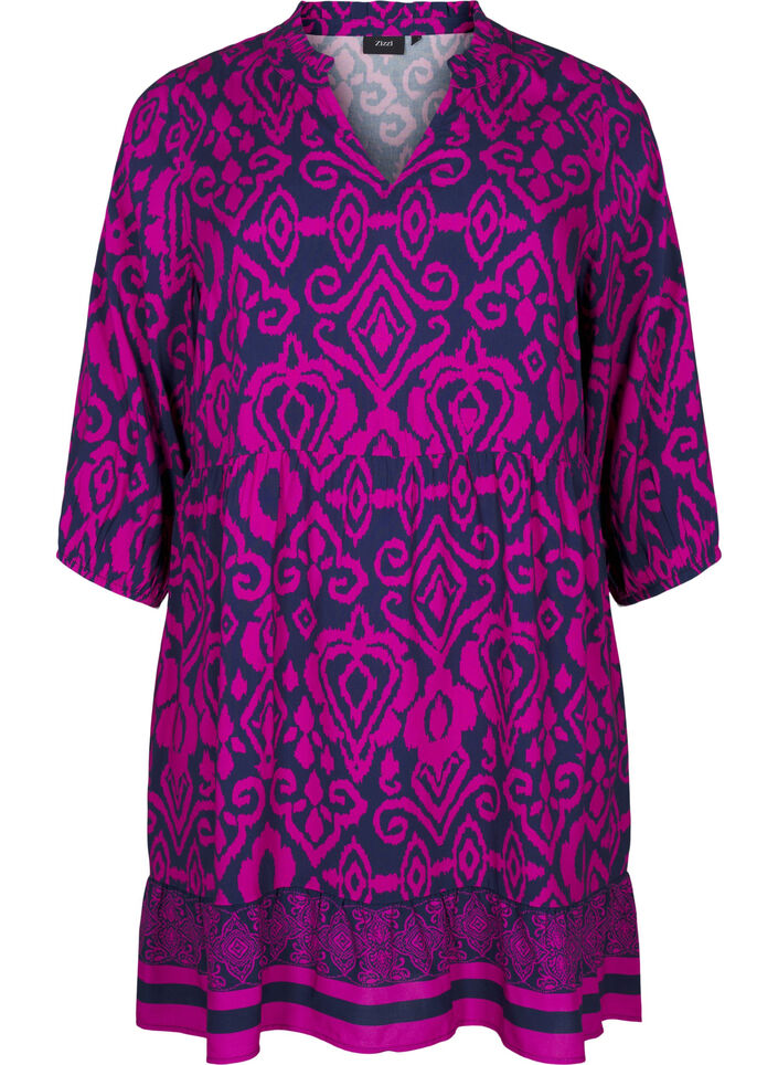 Kort kjole med print og a-shape, Night Sky AOP, Packshot image number 0