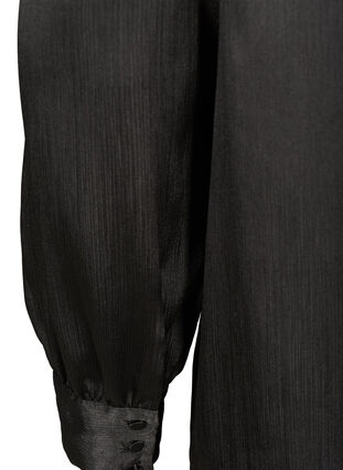 Shiny bluse med lange pufærmer, Black, Packshot image number 3