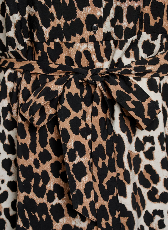 M&oslash;nstret tunika med bindeb&aelig;lte og 3/4 &aelig;rmer, Brun, Packshot image number 3