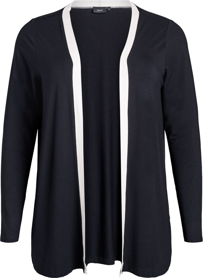 Kort kimono i viskose, Sort, Packshot image number 0