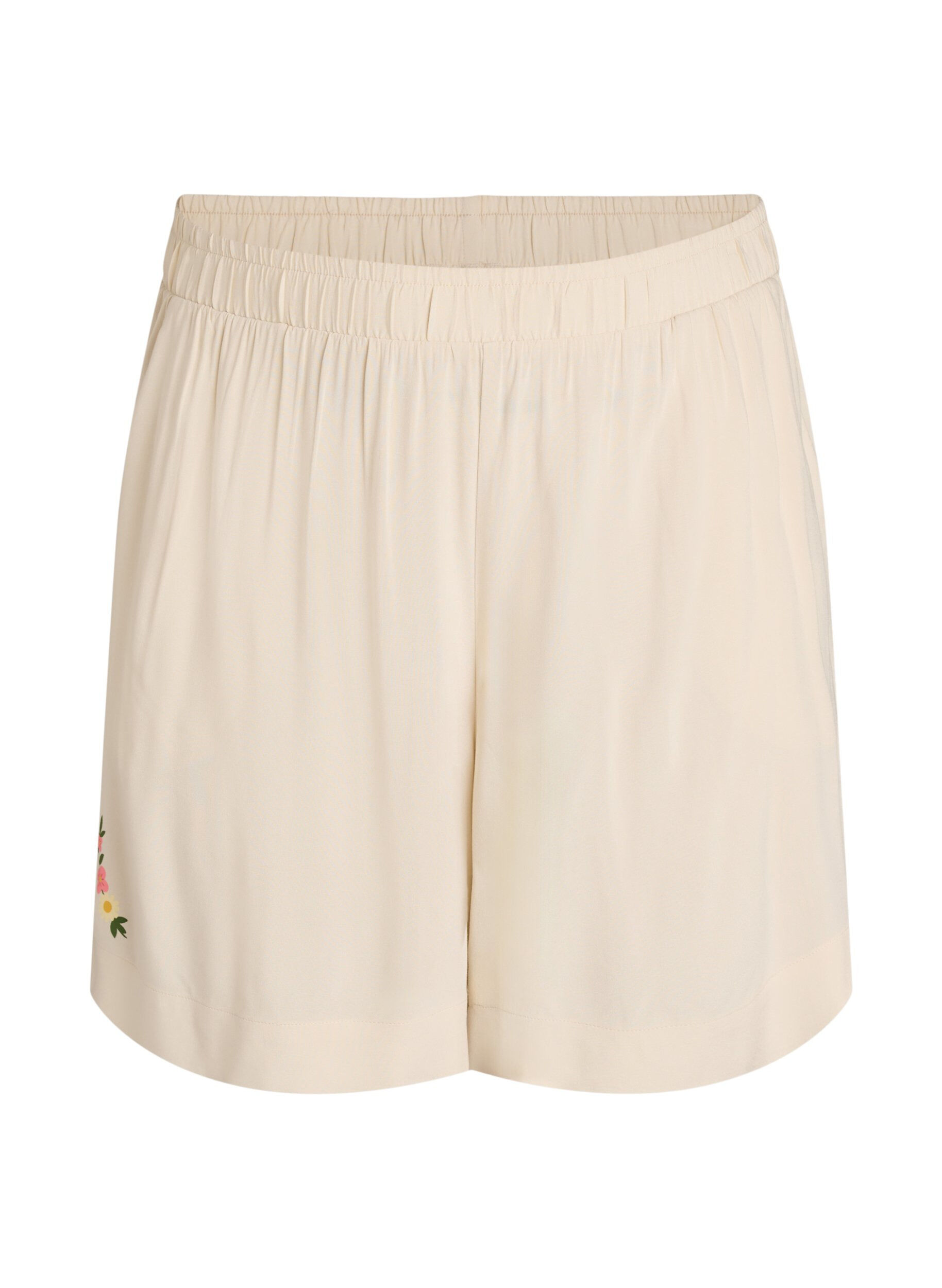 Zizzi L&oslash;se natshorts i viskose med h&oslash;j talje, Beige, Packshot image number 0