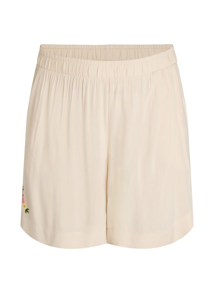 L&oslash;se natshorts i viskose med h&oslash;j talje, Beige, Packshot image number 0