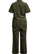 Jumpsuit i bomuldsfl&oslash;jl med lige ben, Gr&oslash;n, Packshot image number 1