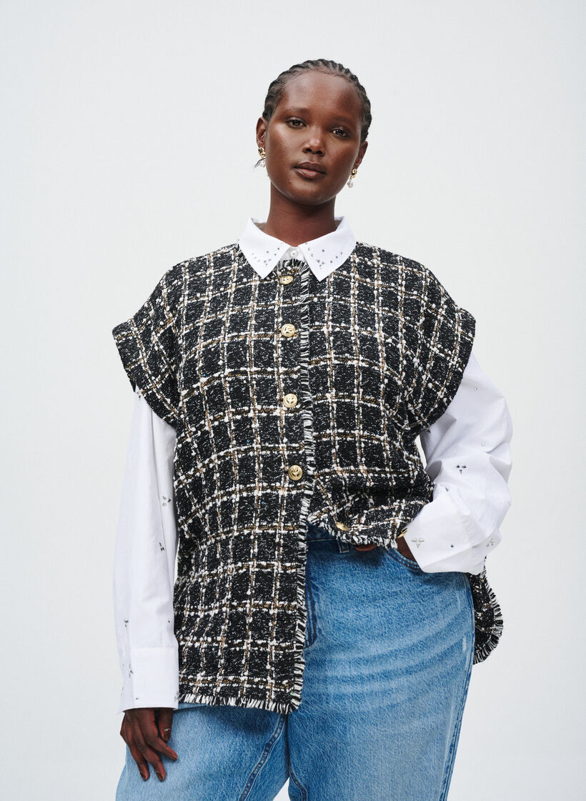 Skjorte med rhinsten, Hvid, Image image number 0