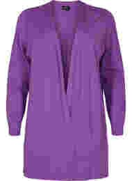 Strikket cardigan med slids og rib, Purple Magic Mel.