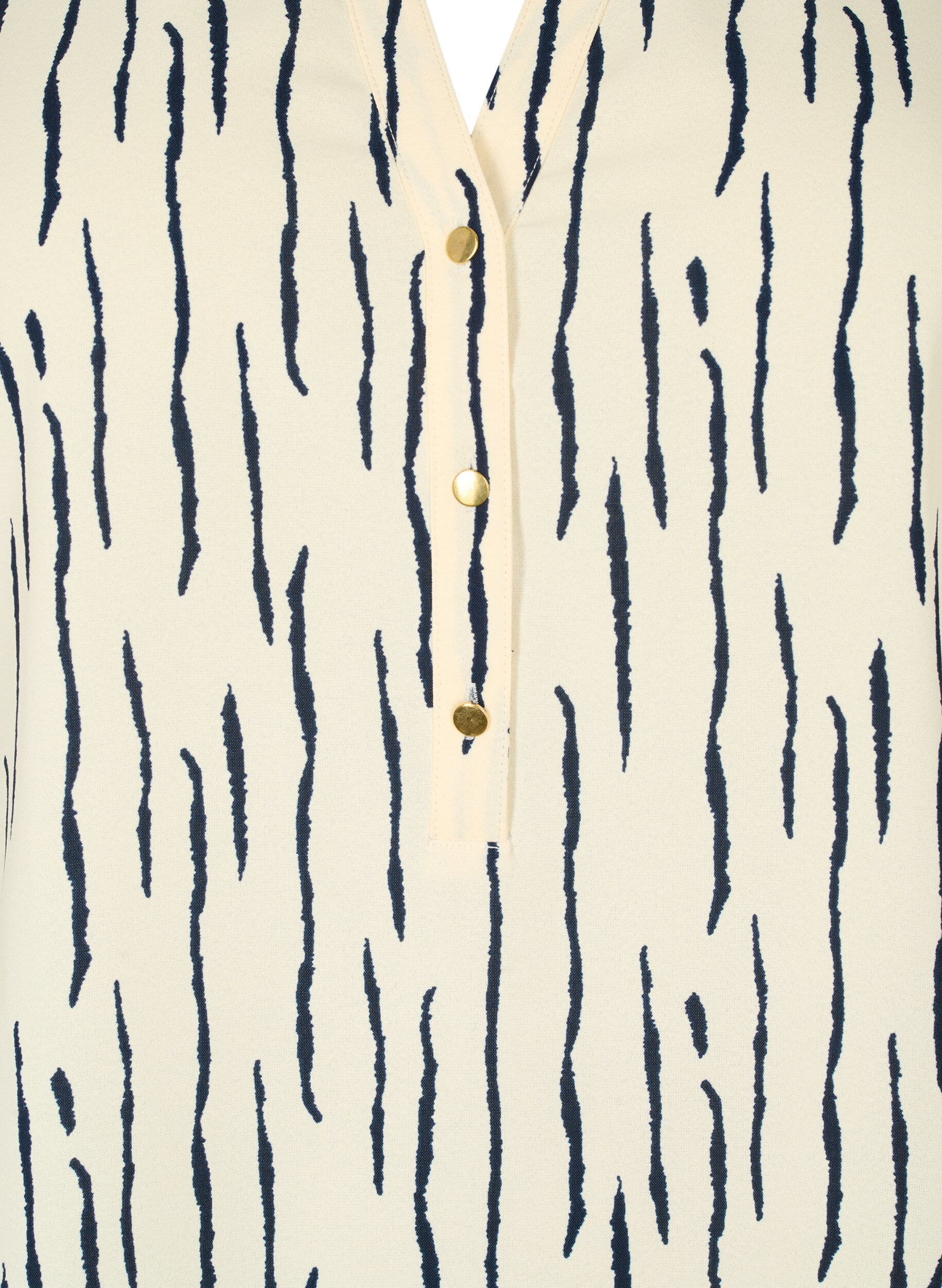 Zizzi Bluse med 3/4 &aelig;rmer og print, Off White Stripe, Packshot image number 2