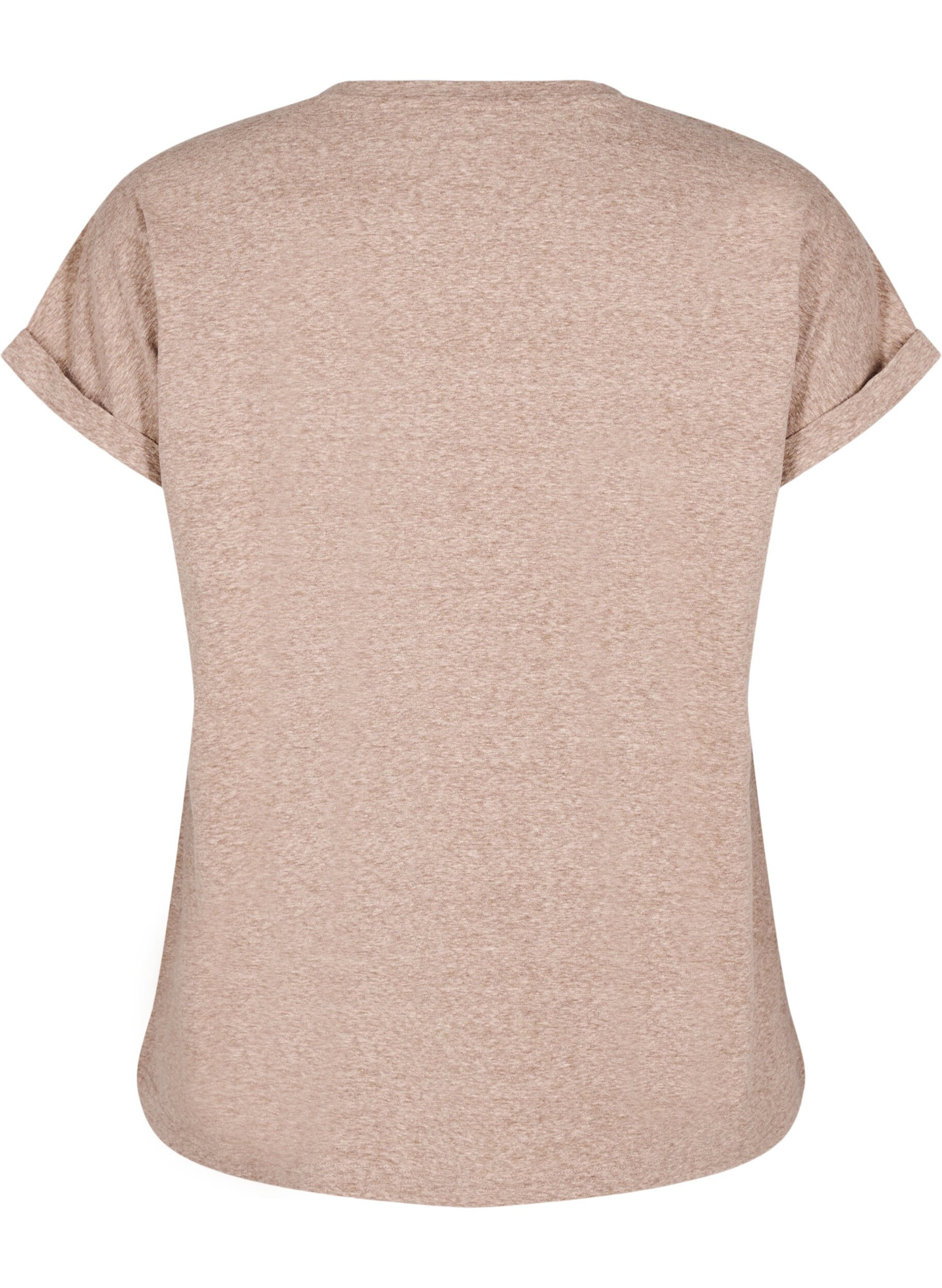 Zizzi Meleret t-shirt med korte &aelig;rmer, Brun, Packshot image number 1