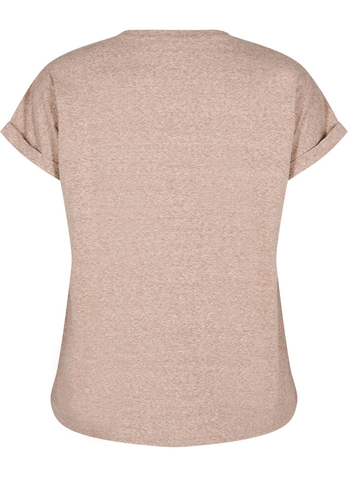 Meleret t-shirt med korte ærmer, Brun, Packshot image number 1