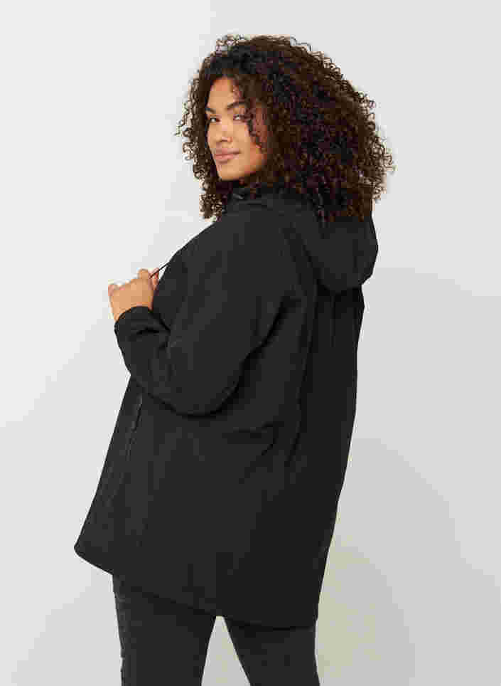 Kort softshell jakke med hætte, Black, Model image number 2