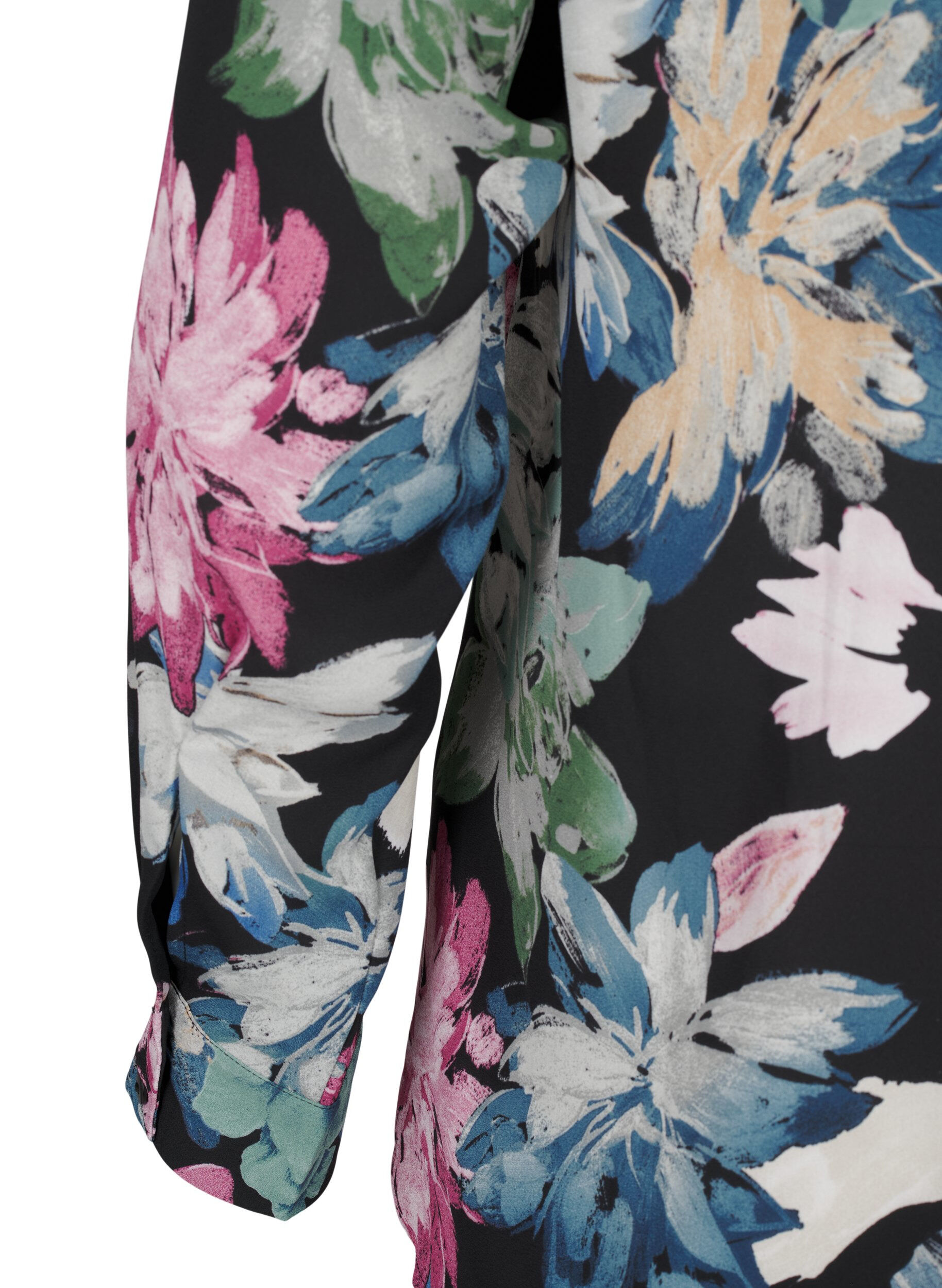 Zizzi Lang&aelig;rmet bluse med blomsterprint, Rose Flower AOP, Packshot image number 3