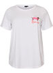 Bomulds T-shirt med brystprint, Hvid, Packshot image number 0