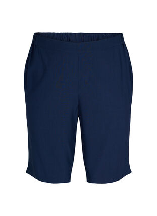 Viskose bermuda shorts med lommer, Navy Blazer, Packshot image number 0