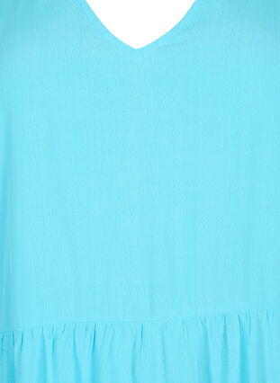 Ensfarvet tunika i viskose med korte ærmer, Bachelor Button, Packshot image number 2