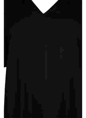 Kortærmet viskosekjole med v-hals, Black, Packshot image number 2