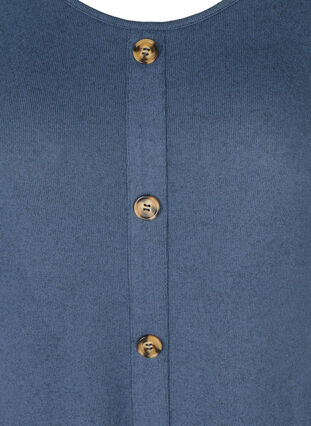 Bluse med knapper og 3/4 ærmer, V.Indigo Melange, Packshot image number 2