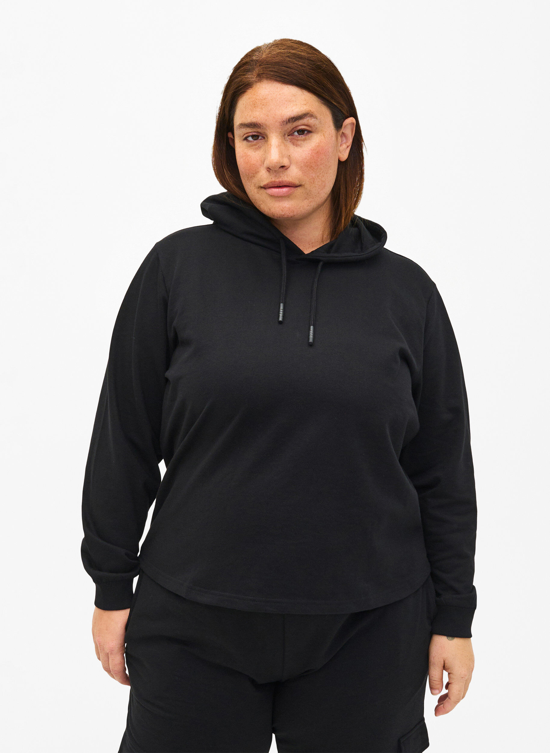 Zizzi Sweat h&aelig;ttetr&oslash;je, Black, Model image number 0