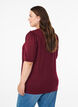 Bluse med knapdetalje og korte puf&aelig;rmer, M&oslash;rk Bordeaux, Model image number 2