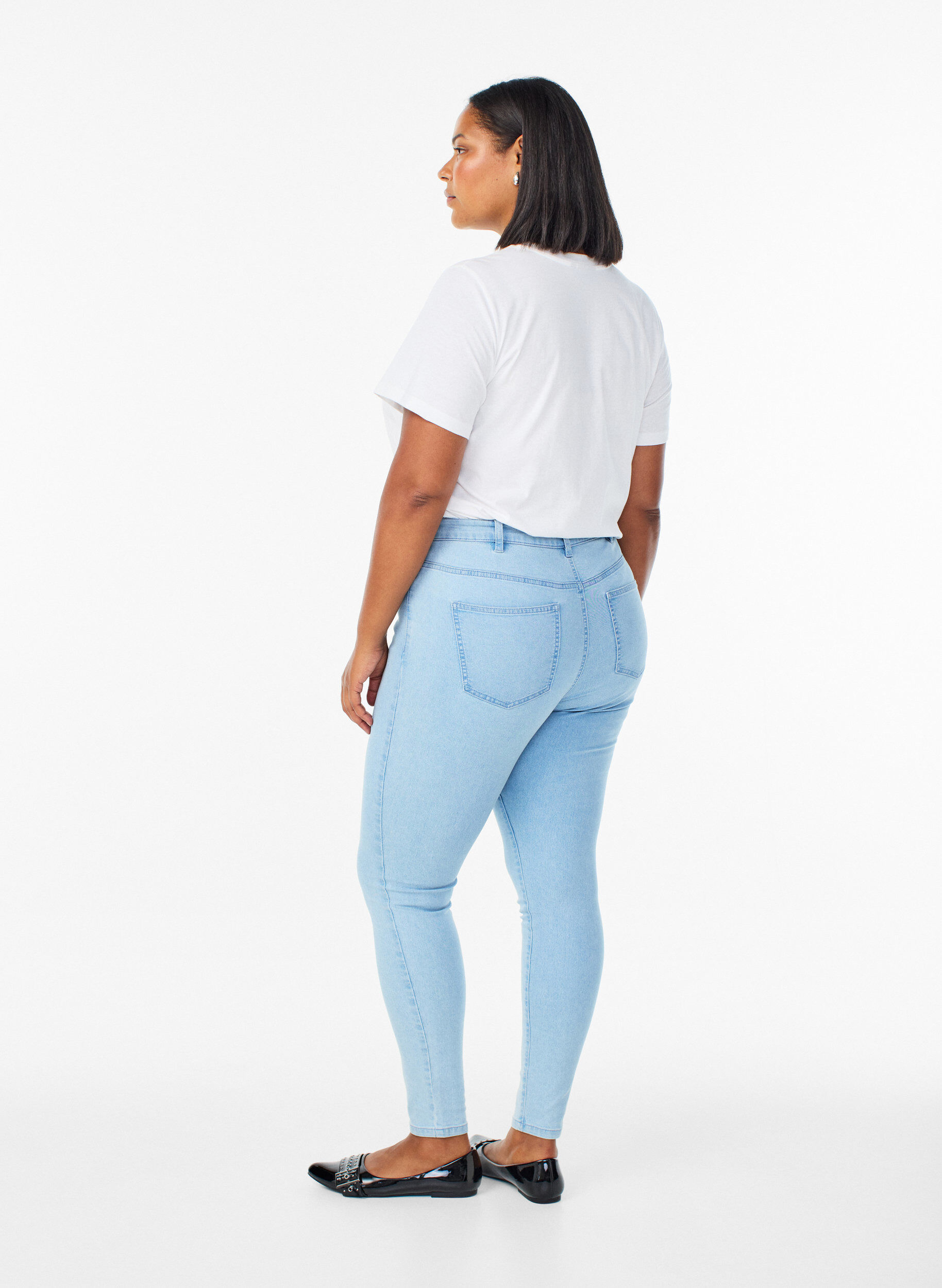 ZizziAmy jeans med h&oslash;j talje og super slim fit, Bl&aring;, Model image number 1