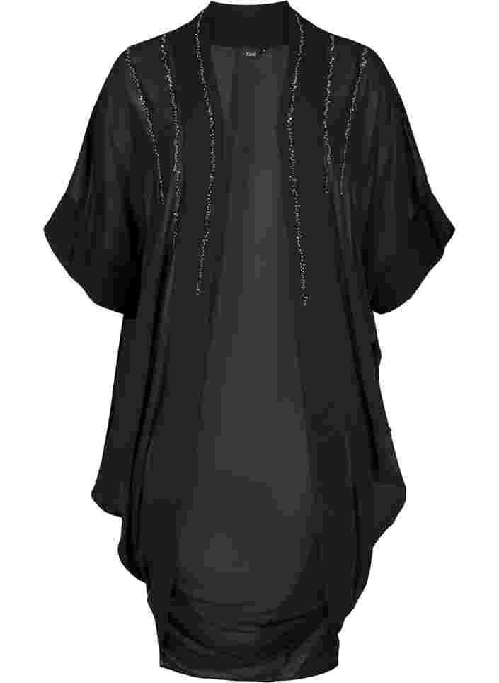 Kimono med 3/4 ærmer og perler, Black, Packshot image number 0