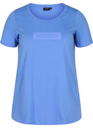 Kortærmet bomulds t-shirt med tryk , Ultramarine TEXT