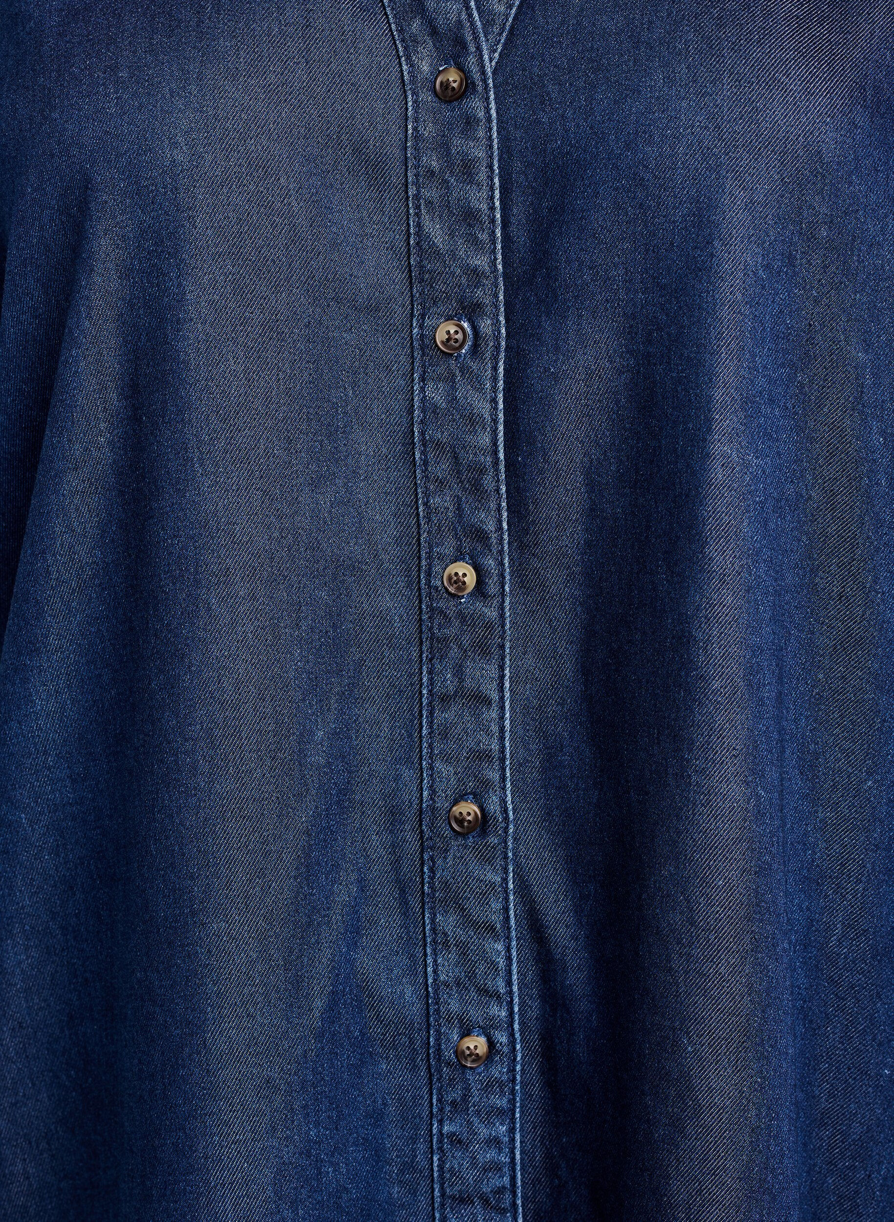 ZizziDenimlook kjole med knaplukning og fl&aelig;se&aelig;rmer, Bl&aring;, Packshot image number 2