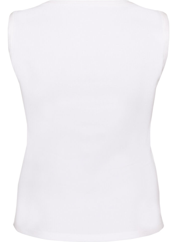 Ribtop med firkantet udsk&aelig;ring, Hvid, Packshot image number 1