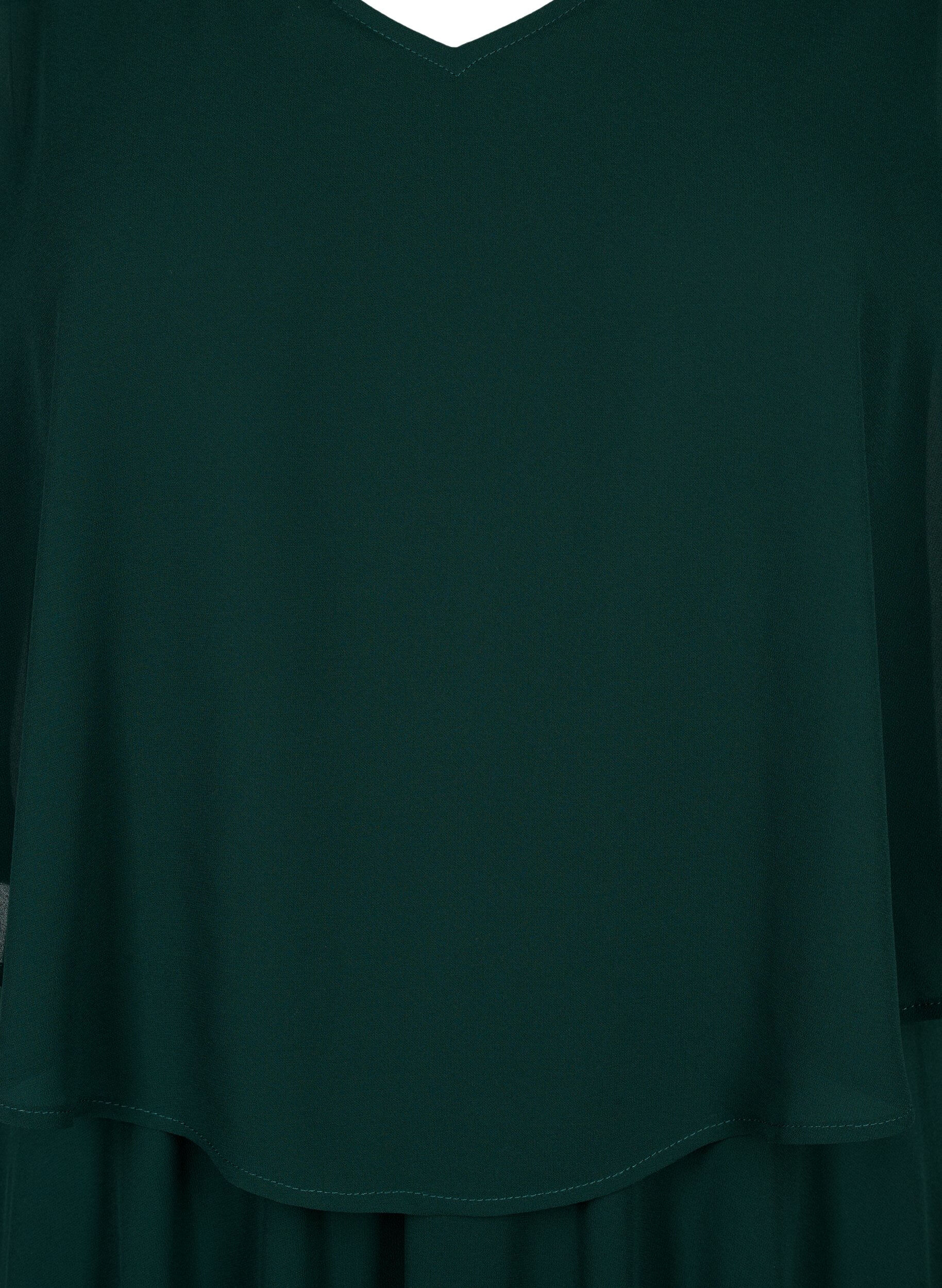 Zizzi Kort&aelig;rmet maxikjole med a-shape, Scarab, Packshot image number 2