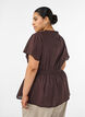Bluse i bomuld med bindeb&aring;nd og elastisk talje, Brun, Model image number 2