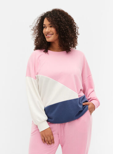 Sweatshirt med color-block, C. Pink C. Blocking, Model image number 0
