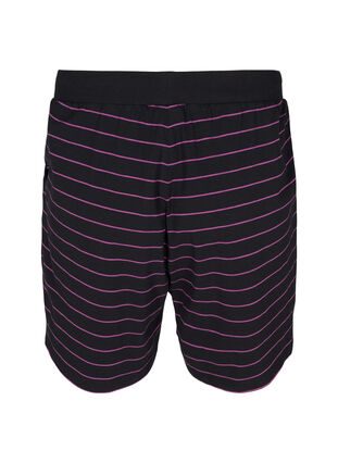 Løse bomulds shorts med striber, Black w. Purple, Packshot image number 1